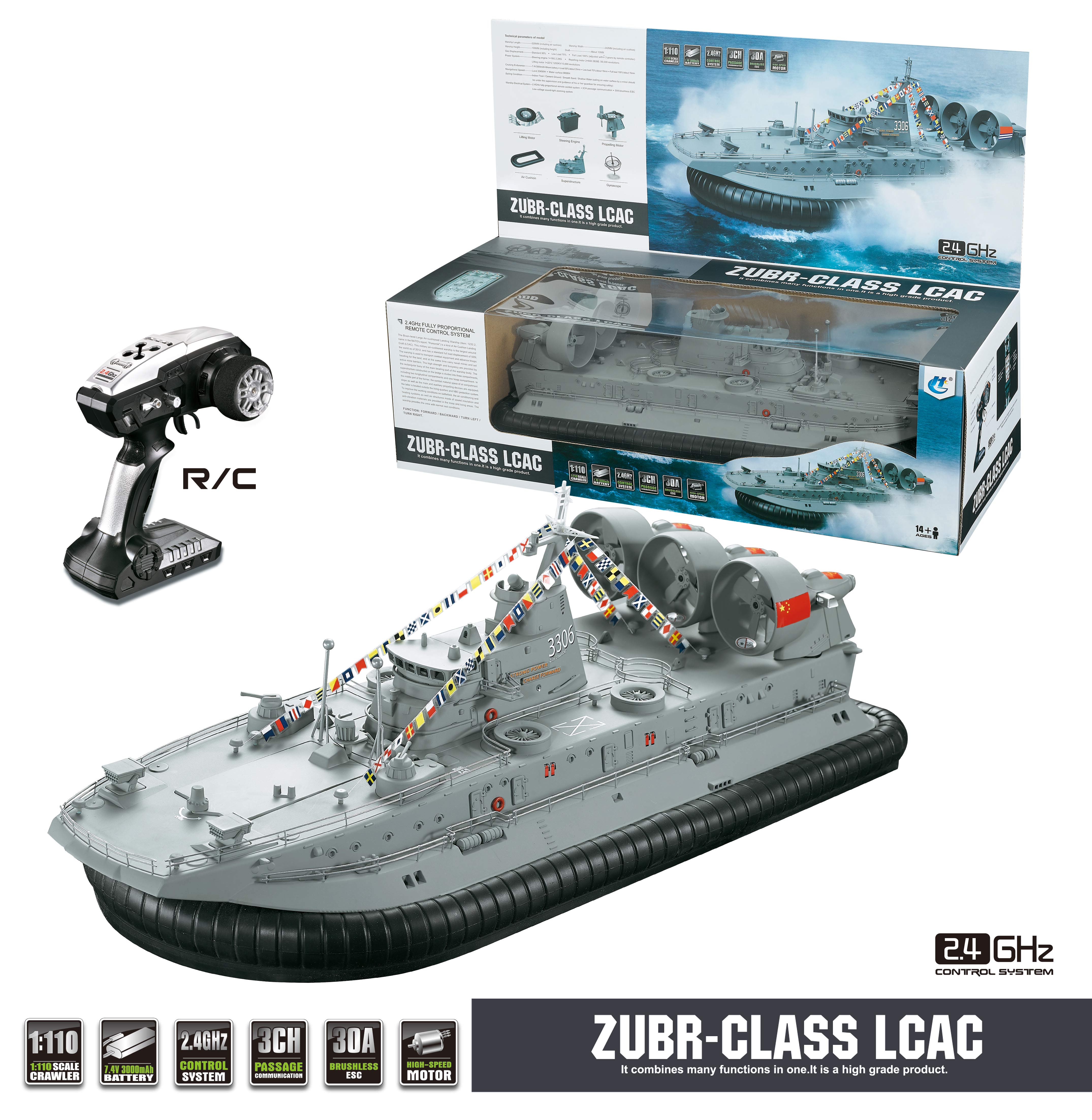 Zubr-クラスLCACホバーシップビッグ1/110th 2.4G 3CHRcブラシレス