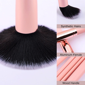 Juego de brochas de maquillaje vegano profesional superventas, 16 Uds., logotipo personalizado, fibra sintética suave rosa - Product Image 4