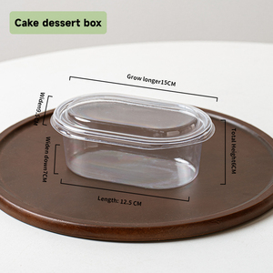 Bán hàng nóng 450ml hình bầu dục rõ ràng Bánh hộp lấy đi món tráng miệng ngọt ngào <span class=keywords><strong>container</strong></span> phổ biến tùy chỉnh thực phẩm vật nuôi đóng gói Tiramisu rõ ràng Bánh hộp - Product Image 6