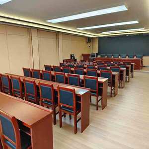 Ensemble table et chaises de conférence Zhuo Mu Anbang 1,2 m en placage de bois massif, mobilier de salle de réunion - Product Image 1