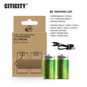 CITICITY C123A Baterías Recargables USB 16340 LiNiMnCoO2 Paquete de 4 2590mWh 3V 1200+ Ciclos de Vida Útil para Juguetes y Vehículos Eléctricos - Product Image 1