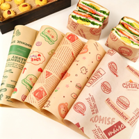 Kertas Pembungkus Makanan Sandwich Burger Anti Minyak, Ramah Lingkungan, Biodegradable, Tahan Air, dengan Cetak Logo Kustom