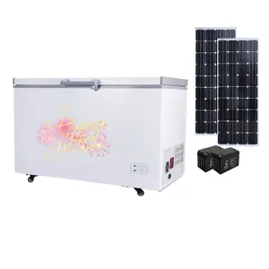 Excellent quality practical deep chest freezer dc 12 24V freezer good cooling effect powered by solar 308 litres