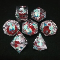 Dadu Resin Bayi Naga Lucu dengan Tepi Tajam, Set Inti Cair DND untuk Pecinta Naga