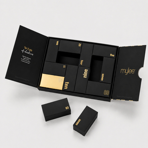 Caja Rígida Magnética Premium Personalizada de 12 Días con 12 Cajas Interiores con Papel Dorado, Empaque de Regalo para Esmalte de Uñas en Gel Negro, <span class=keywords><strong>Calendario</strong></span> de Adviento de Belleza - Product Image 3