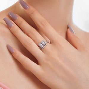 Dylam Striking Fine Fashionable Jewelry Solid Sterling Silver Rhodium Plated Wide Baguette 5A Cubic Zirconia <b>Open</b> <b>Rings</b> - Product Image 2