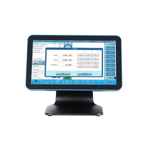 Mesin POS layar lebar 15 ", sistem POS layar sentuh tampilan pelanggan ukuran opsional Register Tunai