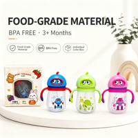 Bouteille d'alimentation à large ouverture avec poignée, grande capacité, sans BPA, en PP, pour bébé de 0 à 12 mois, avec débit variable et motif imprimé