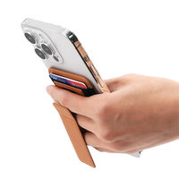 Şık İnce PU Deri Standlı iPhone Kılıfı, Yüzen Manyetik Kart Tutucu Daire Desenli Kredi Kartı Cüzdan Çantası Yuvası