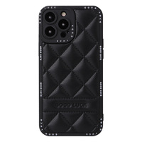 Coque de téléphone en cuir de diamant de luxe personnalisée pour iPhone 14 13pro 12 Promax 11 Mobile-Couverture arrière antichoc en matériau PU