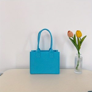 Mini Solid <strong>Color</strong> Custom Logo Eco Friendly Square Small Felt Tote <strong>Bag</strong> for Women Work and Grocery Shopping - Product Image 6
