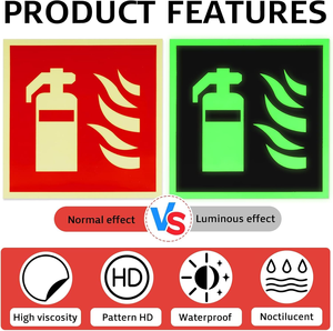 Segnale di Avvertimento di Sicurezza Personalizzato in PVC Rigido Bianco Fotoluminescente Autoluminoso per Punto di Chiamata Allarme Incendio - Product Image 2