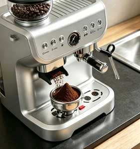 Machine à expresso semi-automatique avec moulin à café réglable et mousseur à lait, machine à café grain-à-tasse avec système d'eau chaude pour usage domestique - Product Image 4