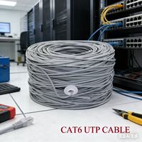 Câble CAT6 intérieur/extérieur CCA UTP 23AWG solide 305m 550MHz 10Gbps PVC étanche pour réseau LAN Ethernet domestique et professionnel