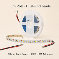 Bande LED OEM 24V 2835 240 LED/m 15mm 3000K Blanc Chaud Ra80 IP20 Télécommande Dimmable Longueur Personnalisée Rouleau de 5m