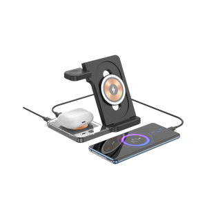 Cargador inalámbrico plegable magnético 4 en 1, cargador de cubo de carga rápida de 15W para iPhone <span class=keywords><strong>15</strong></span> Pro Max con luz nocturna Led personalizada - Product Image 2
