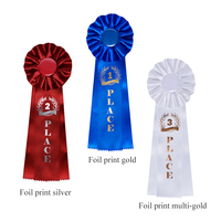 Logo personnalisé d'usine Rosettes de trophée en satin à face unique Rubans de récompenses Articles cadeaux chauds