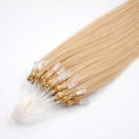 Extensions de cheveux naturels blonds à micro-anneaux, cheveux humains lisses, double épaisseur, vente en gros