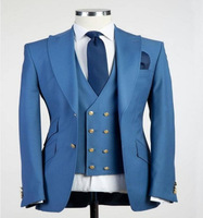 Jas Pria 3 Potong Model Double Breasted Slim Fit untuk Pengiring Pria, Warna Cokelat TR, Set Tuxedo untuk Pesta Prom, Terdiri dari Jas, Blazer, Rompi, dan Celana (Grosir & Kustomisasi)