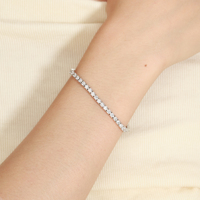 Vier-Krallen-Charm-Armband für Damen, Hochkarätiger Zirkon, Nischen-Super-Glitzer, 925 Sterling Silber Rhodium-Plattiert, Klassisch Koreanisch