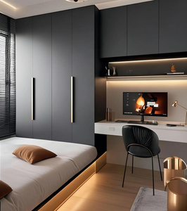 Juego de Muebles de Dormitorio de Madera Modernos y Personalizables para Niños, Cama Tatami, Librería, Armario, para Uso en Casa, Apartamento u Hotel, Diseño Completo - Product Image 1