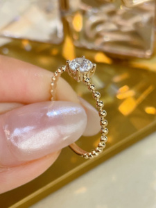 Bague solitaire en or massif 18 carats Xinfly avec diamant naturel 0,30 ct, sertie de perles, style vintage français, prix d'usine - Product Image 1