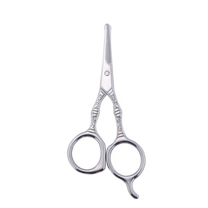 Tondeuses à poils de nez transfrontalières en acier inoxydable à pointe ronde, ciseaux en forme de pêche, tondeuses à barbe, ciseaux à embosser - Product Image 5