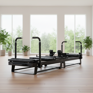 HUAVIGOR <span class=keywords><strong>Pilates</strong></span> Reformer in Lega di Alluminio Commerciale per Studio, Regolabile, Nero Opaco, per Allenamento Core e Riabilitazione, Personalizzabile OEM - Product Image 1