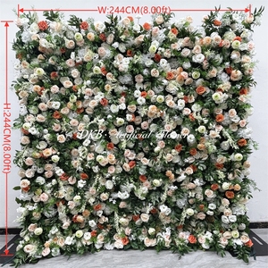DKB Vente en gros de fleurs artificielles en soie, panneau mural floral de 8 pieds x 8 pieds, toile de fond murale de roses, toile de fond de mariage - Product Image 3