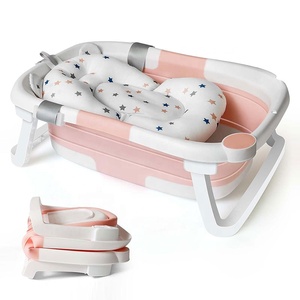 2023 Collapsible Newborn Baby Bath Tub Safety Plastic Fold Baby Bathtub Portable Storage Baby Bathtub Set With Temperature