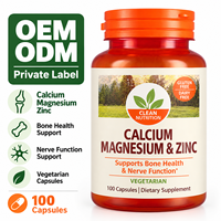 Capsules de calcium, magnésium et zinc en marque privée, santé des os, fonction nerveuse, soutien immunitaire, femmes, 100 capsules