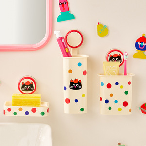 Dopamine Bathroom Wall Mounted Suction Cup Storage Box Rectangle Toiletries Organizer With Cat Pattern For Toilet Curling Iron - Product Image 4