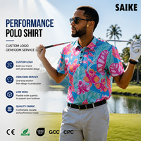 Polo de Golf para Hombre de Marca Privada, Diseño Estampado, con Bolsillo, Tejido Elástico de Poliéster y Spandex, Ropa Deportiva Transpirable