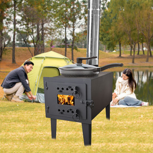 Réchaud de Camping Portable, <span class=keywords><strong>Mini</strong></span> <span class=keywords><strong>poêle</strong></span> <span class=keywords><strong>à</strong></span> <span class=keywords><strong>bois</strong></span> <span class=keywords><strong>en</strong></span> <span class=keywords><strong>fonte</strong></span> d'extérieur avec cheminées - Product Image 3