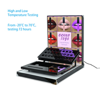 Supports de présentation de rouge à lèvres cosmétiques pliables écologiques en acrylique sur comptoir, design moderne et luxueux APEX, avec éclairage LED