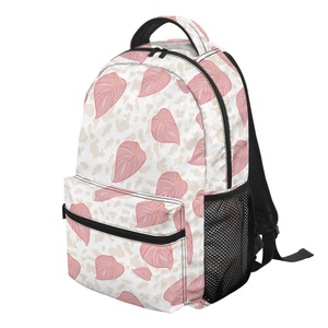 Fashionable Large Sized Windproof School Bag and Pencil Case Set Two Pieces Pink Anthurium <strong>Leopard</strong> Print Custom <strong>Backpacks</strong> - Product Image 2