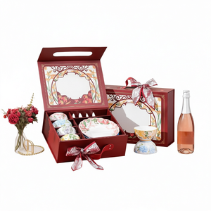 Underglaze Ceramic Sets Microwave Safe Spring Flower Porcelain Bowls Plates Home Utensils Kit Business Gifts Opening Event - Product Image 1