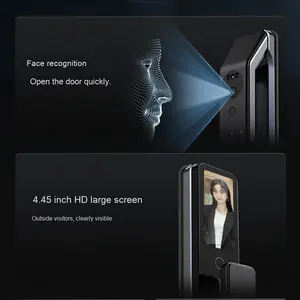 Buch fu6בתוספת דלת חכמה מנעול 3D פנים זיהוי טביעת אצבע סיסמא עין חתול גדול מסך wifi אנטי גניבה ענן - Product Image 4
