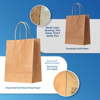 Sac en papier kraft avec logo personnalisé, sac fourre-tout haut de gamme pour les fêtes, emballage pour la restauration, sac en papier en stock