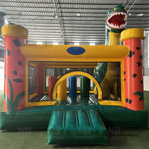 Château gonflable dinosaure de qualité commerciale avec toboggan, en PVC, pour location de fêtes d'enfants, avec souffleur - Product Image 2