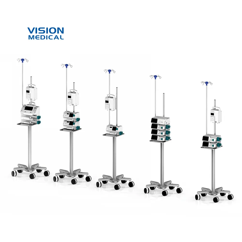 Fabrikant Medische Apparatuur Apparaat Infusiepomp Trolley Vijfwielige Kar Mobiele Verpleegwagen Iv Pole Trolley