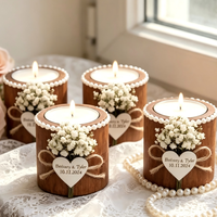 Lot de porte-bougies en bois perlé faits à la main, avec lettre personnalisée, pour cadeau d'invité de mariage, centre de table, souvenir, produit transfrontalier très vendu