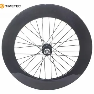 700C碳履带轮对前3 (三) 辐条后轮50毫米60毫米88毫米钳管状固定齿轮单速自行车