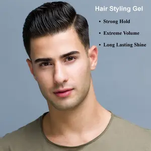 Gel para el cabello de fijación súper fuerte de etiqueta privada para hombres y mujeres Fragancias de gel para peinar el cabello con brillo de larga duración de volumen extremo