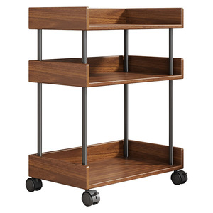 Desktop Movable <b>Bookshelf</b> Multi Tiered Storage Organizer For Office Home Use With Wheels Wood Material - Product Image 5