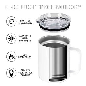 Individuelles Logo 12oz Edelstahl Weiße Sublimations-Weihnachts-Kaffeetassen mit Henkel, Strohhalm-Set und Plastikdeckel für Reisen - Product Image 5