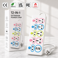 Multiprise multifonctionnelle avec panneau de prises domestiques et 3 ports USB, rallonge de charge, en ABS, indice IP66, 2m
