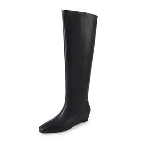 Botas de Nieve Modernas y Versátiles de Media Pantorrilla para Mujer, Otoño Invierno, Forro de Piel, Tacón Alto y Grueso, Fáciles de Poner - Product Image 1