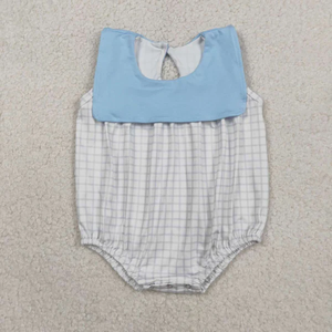 Mono de bebé con diseño de cuadros azules, ropa para bebé niño, ropa para niño pequeño, pelele para bebé - Product Image 1