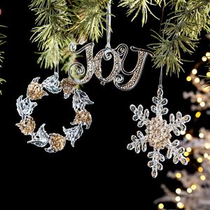 Christmas Tree <b>Decorations</b> Set Glitter <b>Snowflake</b> Baubles Acrylic Xmas Ornaments for Home Party Holiday Decor - Product Image 2
